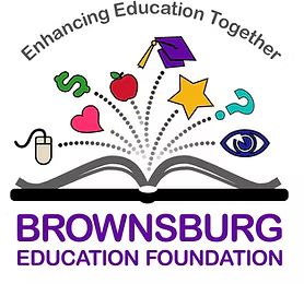 Open book with icons, "Enhancing Education Together," and foundation name.