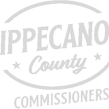Gray circular Tippecanoe County Commissioners logo with stars.